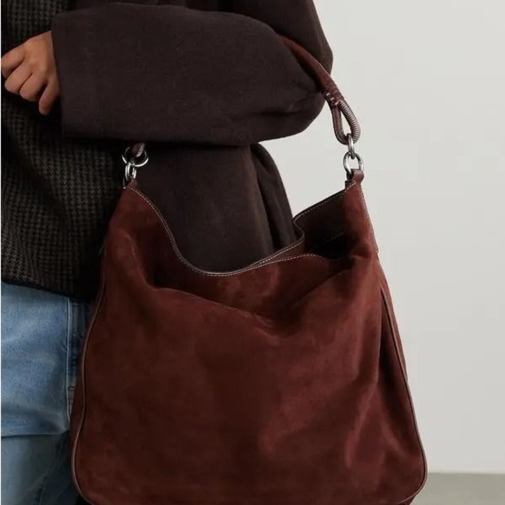 NWOT STAUD Dark Brown Perry Suede Bag